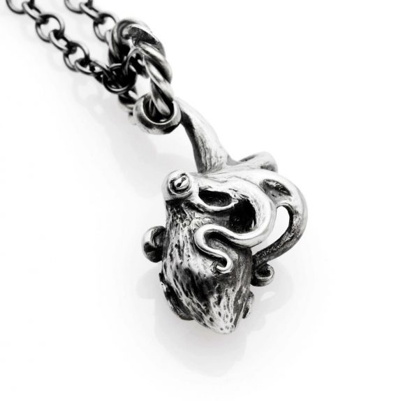 silver octopus necklace on 20" chain