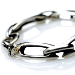 Silver Lozenge bracelet 18ct. makers badge