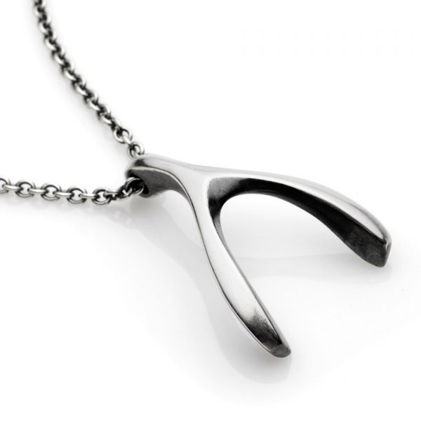Wishbone pendant on 20" silver chain